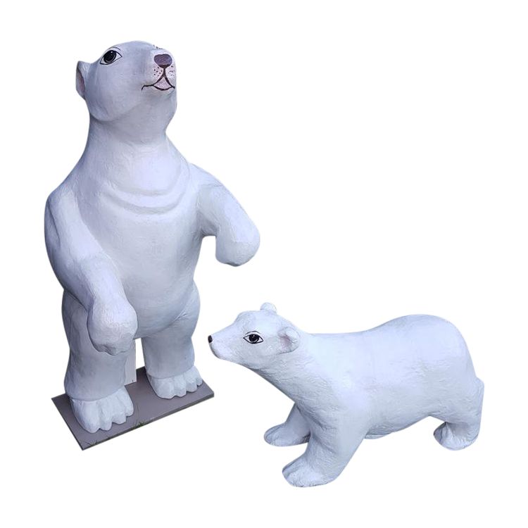 Set of two white bears emblems of a fairground confectionery circa 1930