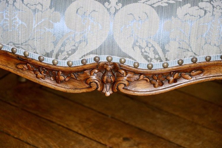 Pair Of Carved And Moulded Beech Armchairs A La Reine