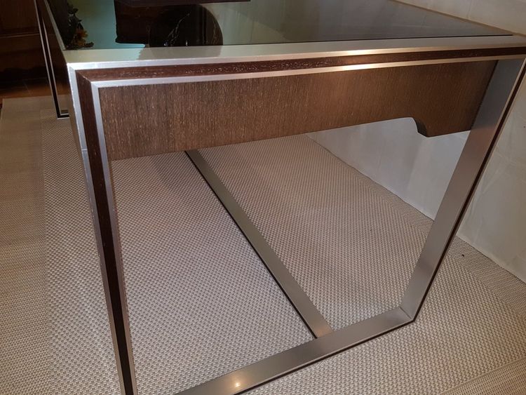 Bureau Verre - Alu Et Palissandre Du Designer Philippe Morel-lab 1970