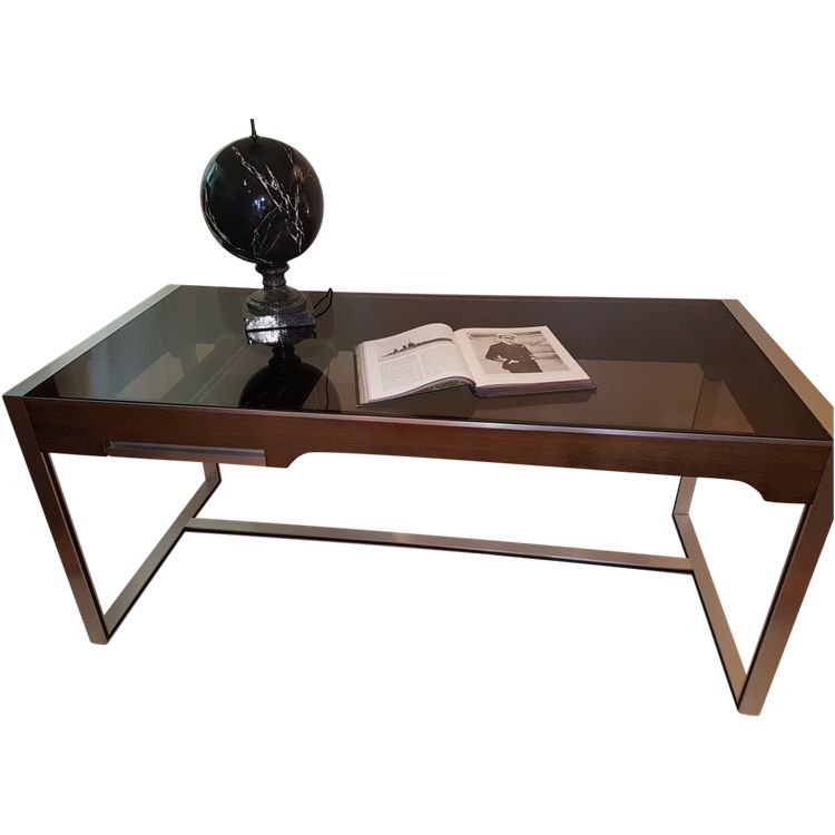 Bureau Verre - Alu Et Palissandre Du Designer Philippe Morel-lab 1970