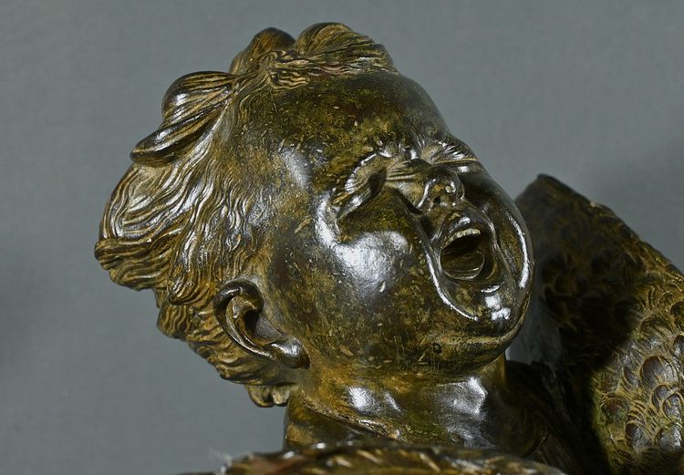 Importante bronzo “Il bambino col gallo” da A. Cecioni – fine XIX secolo