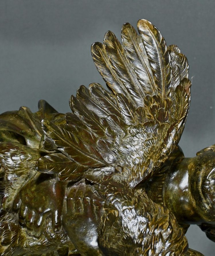 Importante bronzo “Il bambino col gallo” da A. Cecioni – fine XIX secolo