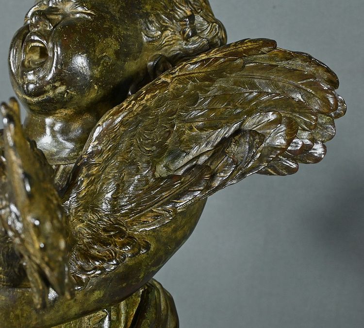 Importante bronzo “Il bambino col gallo” da A. Cecioni – fine XIX secolo