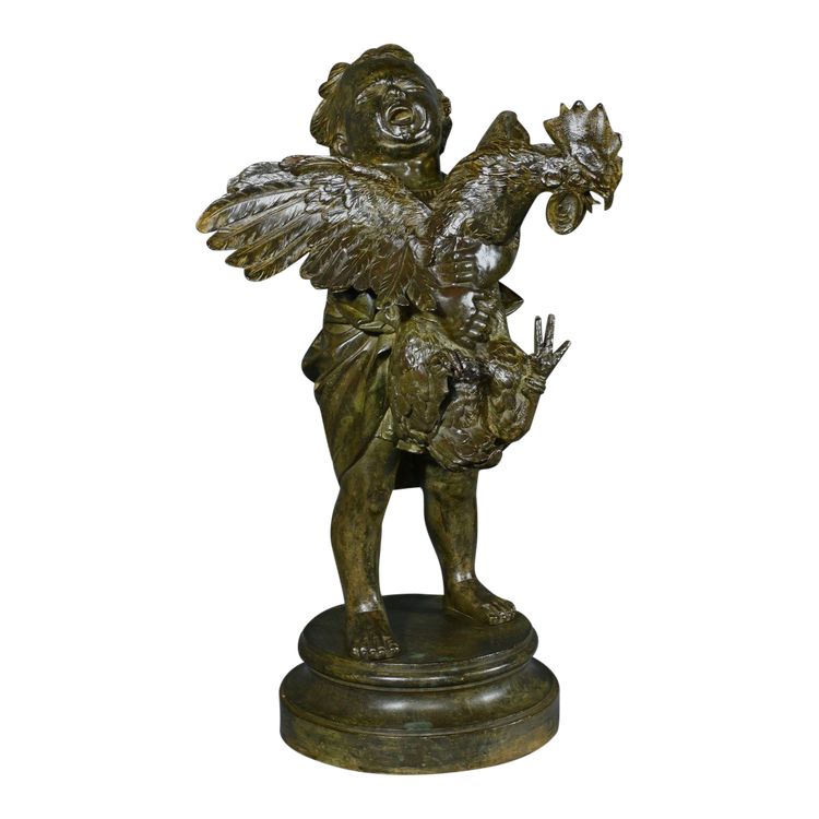 Importante bronzo “Il bambino col gallo” da A. Cecioni – fine XIX secolo