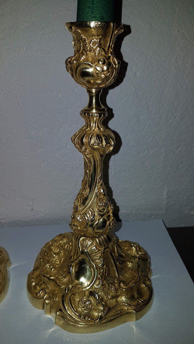 Pair Of Louis XV Bronze Candlesticks
