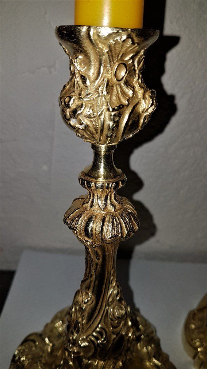 Pair Of Louis XV Bronze Candlesticks
