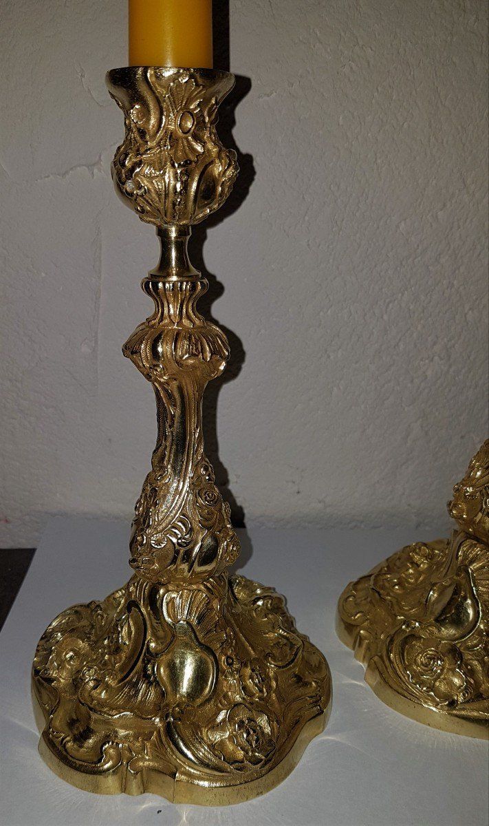 Pair Of Louis XV Bronze Candlesticks