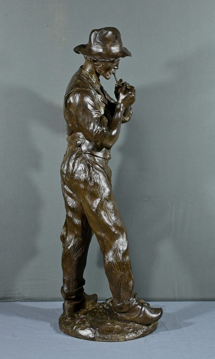 Importante bronzo “L’uomo con la pipa” firmato M. Constant Favre – Fine XIX secolo