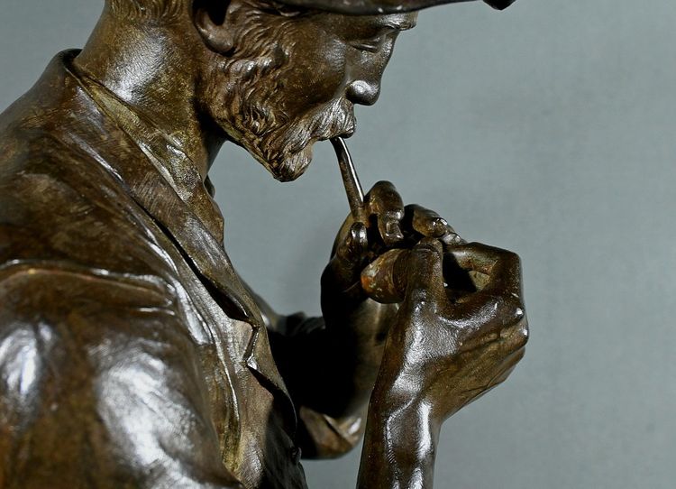 Importante bronzo “L’uomo con la pipa” firmato M. Constant Favre – Fine XIX secolo