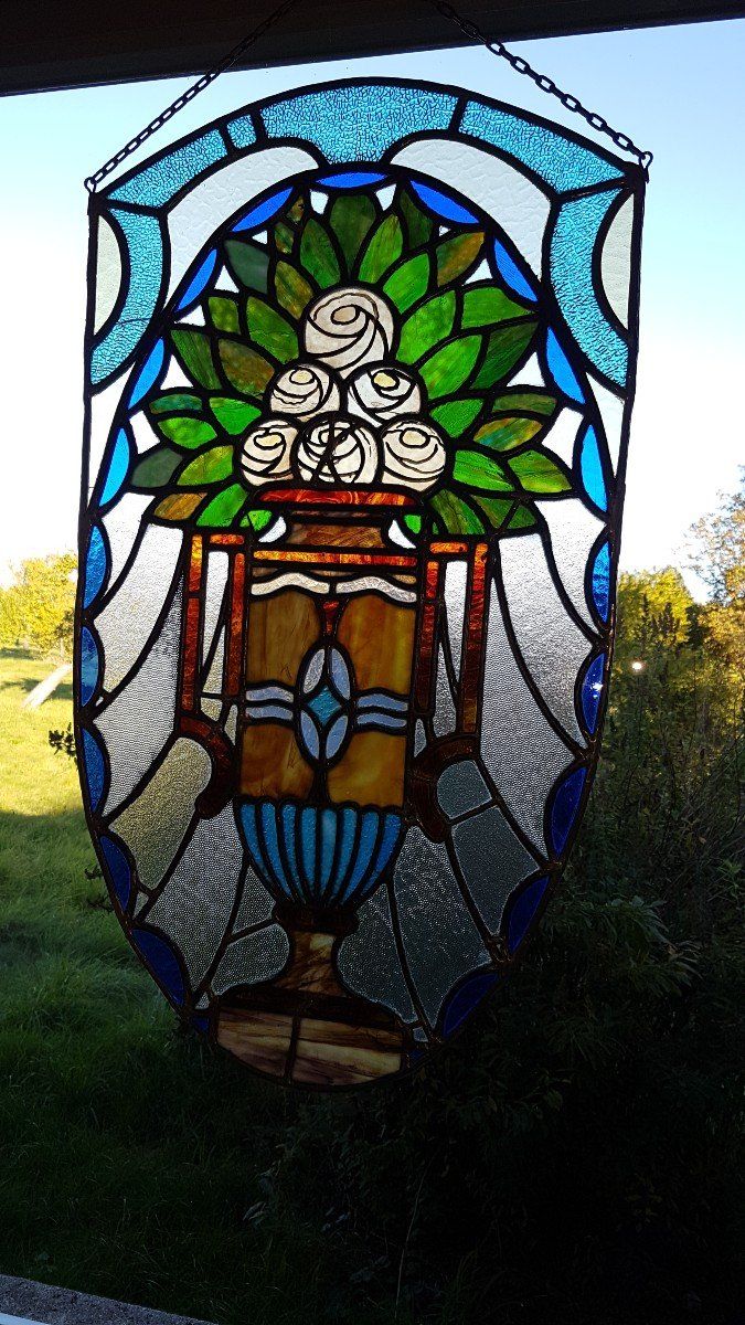 Art Nouveau stained glass banner