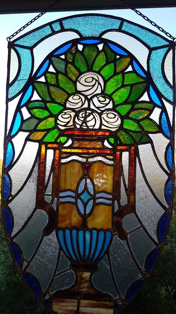 Art Nouveau stained glass banner