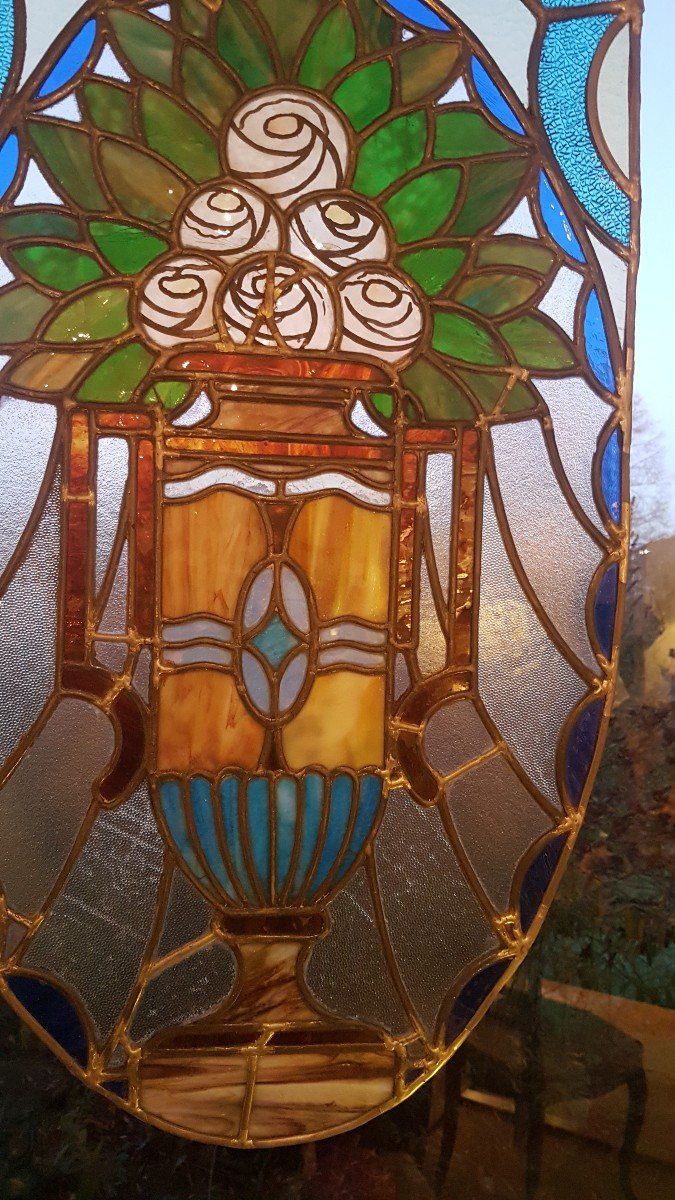Art Nouveau stained glass banner