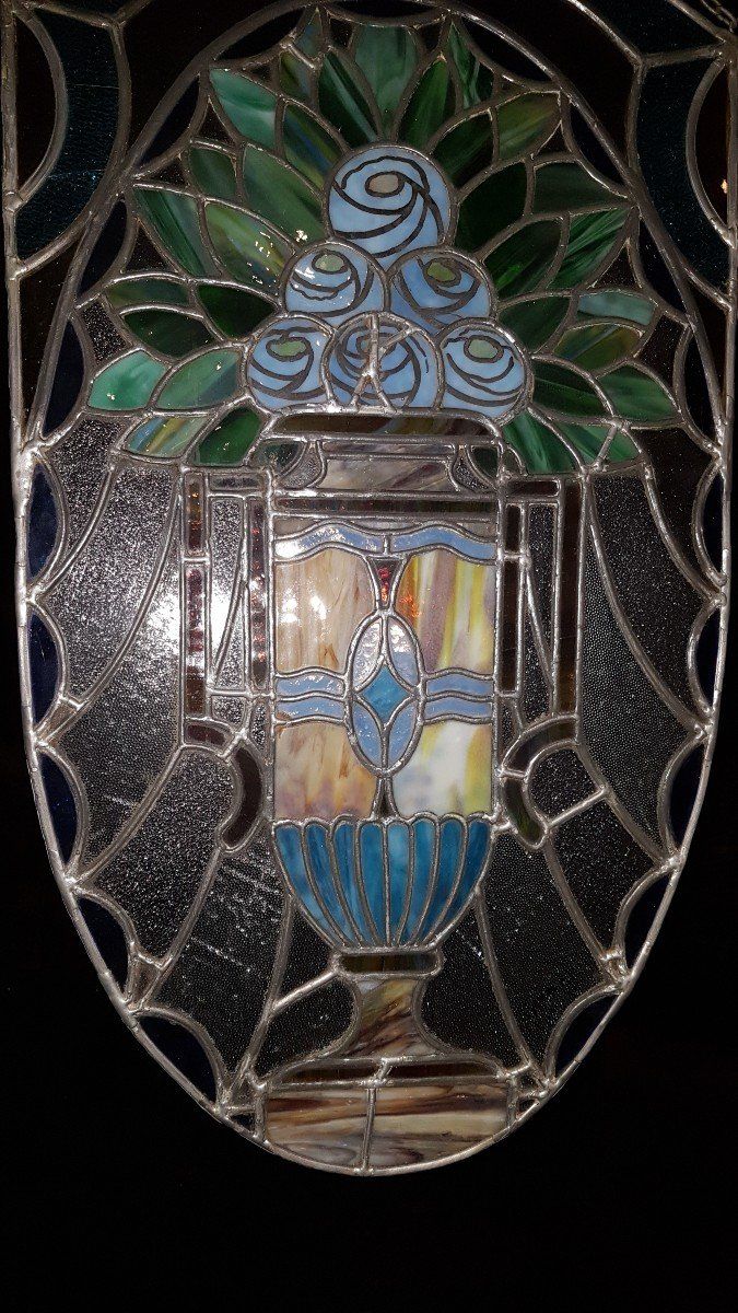 Art Nouveau stained glass banner