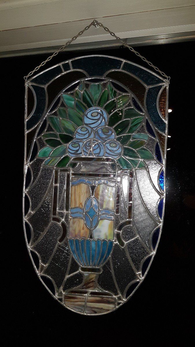 Art Nouveau stained glass banner