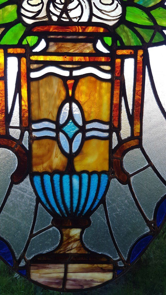 Art Nouveau stained glass banner