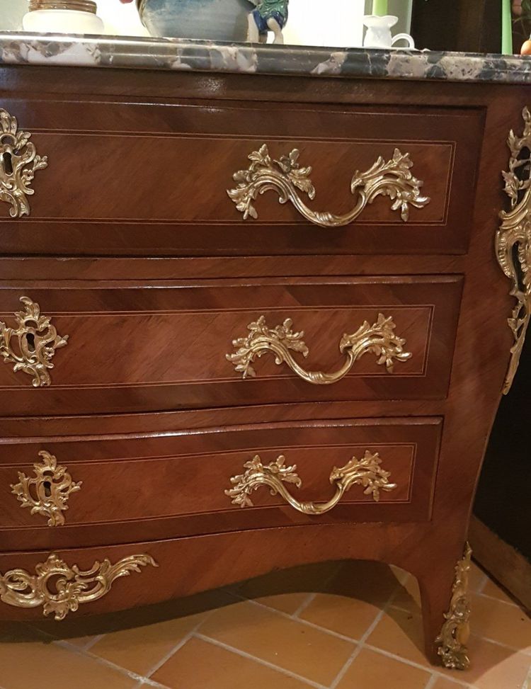 Intarsien-Kommode Im Stil von Louis XV Anfang 19.