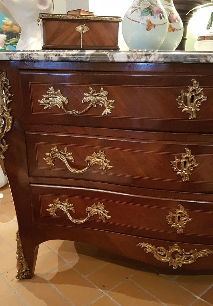 Intarsien-Kommode Im Stil von Louis XV Anfang 19.