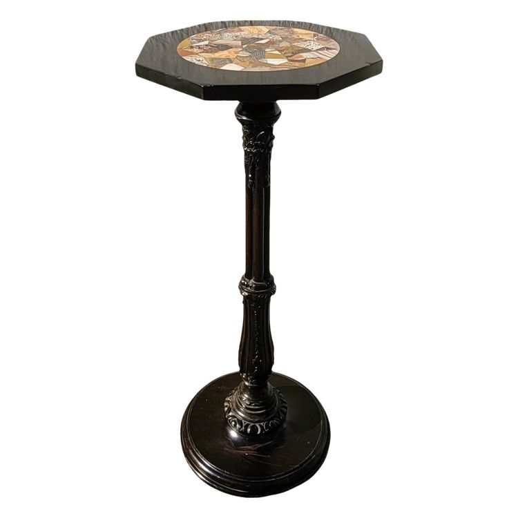 Hocker mit Intarsienplatte aus Hartstein, 19. Jahrhundert