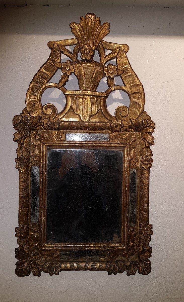 Specchio in legno dorato con perle di vetro - Luigi XV - XVIII secolo