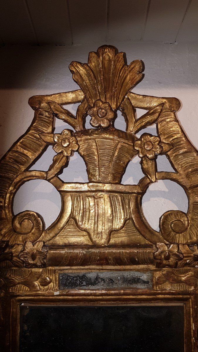 Specchio in legno dorato con perle di vetro - Luigi XV - XVIII secolo