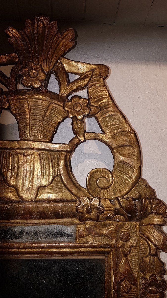 Specchio in legno dorato con perle di vetro - Luigi XV - XVIII secolo