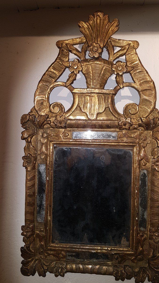 Specchio in legno dorato con perle di vetro - Luigi XV - XVIII secolo
