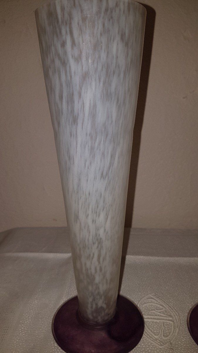 Pair De Vases Pâte De Verre