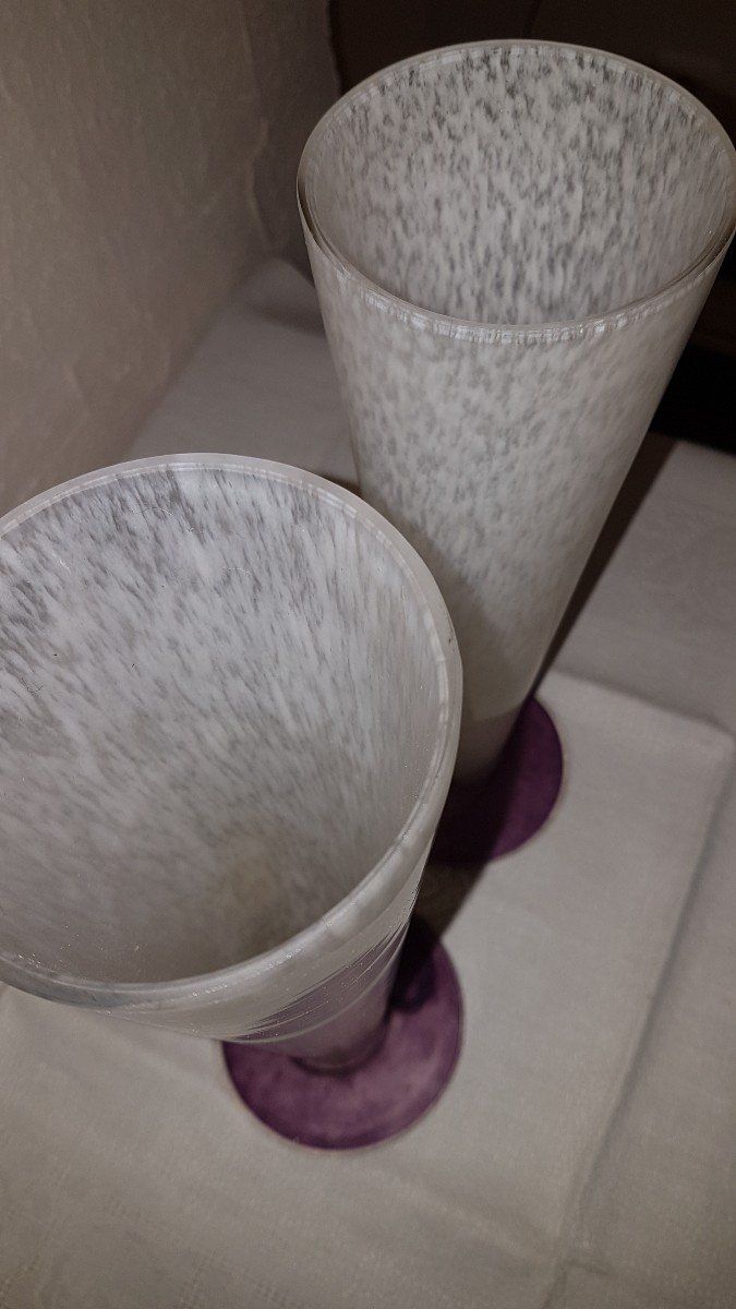 Pair De Vases Pâte De Verre