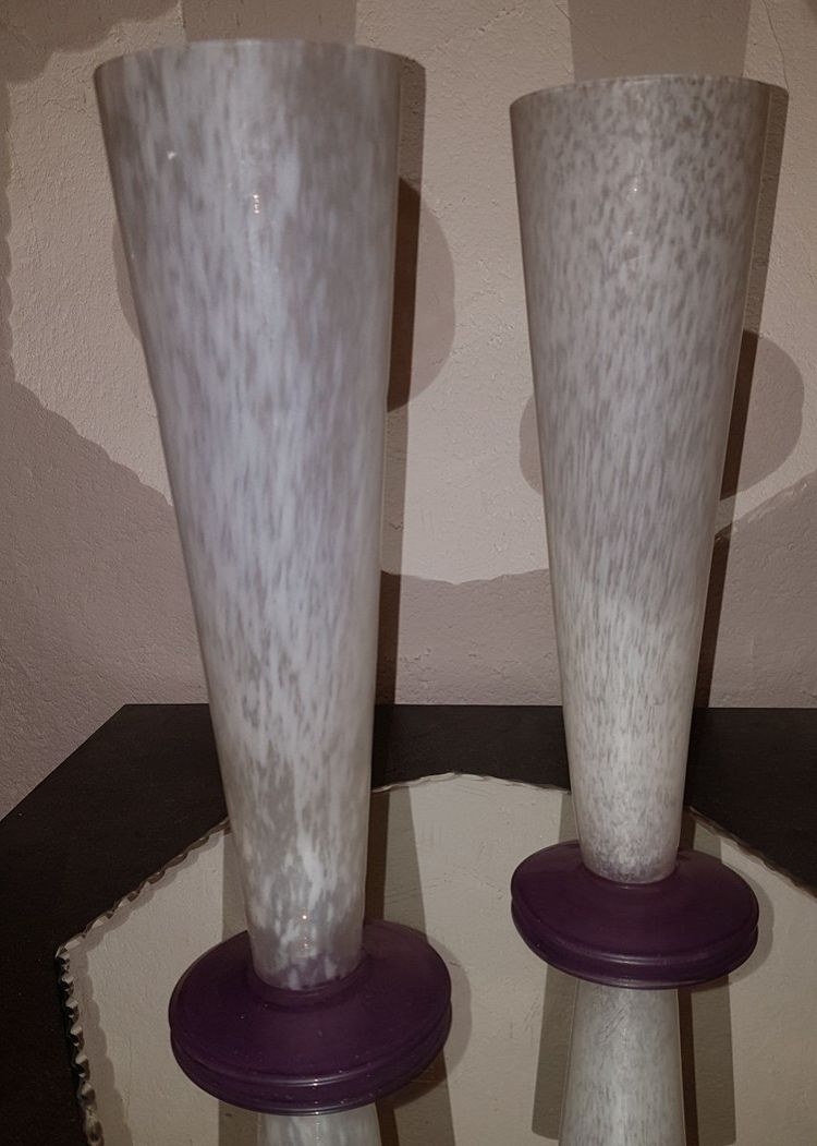 Pair De Vases Pâte De Verre