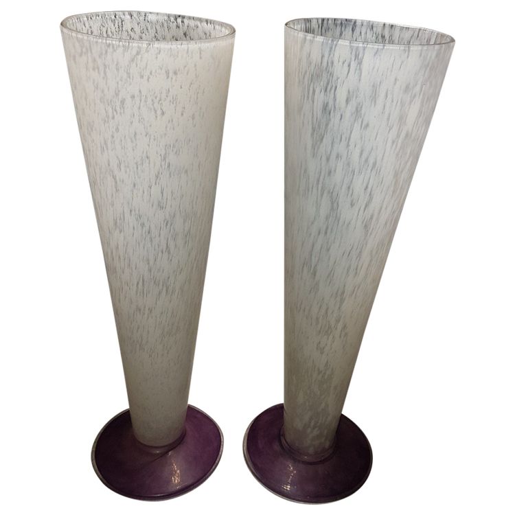 Pair De Vases Pâte De Verre