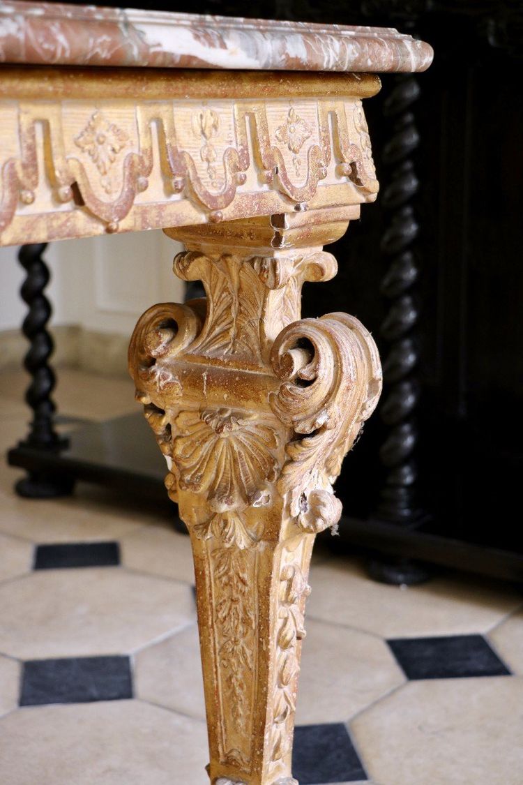 Console De Milieu En Bois Doré, époque Louis XIV