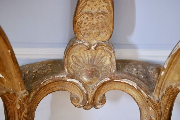 Console Regency in legno dorato e intagliato