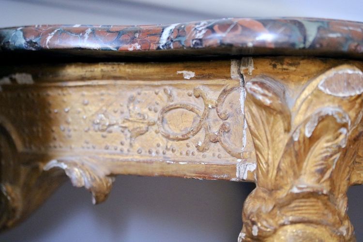 Console Regency in legno dorato e intagliato