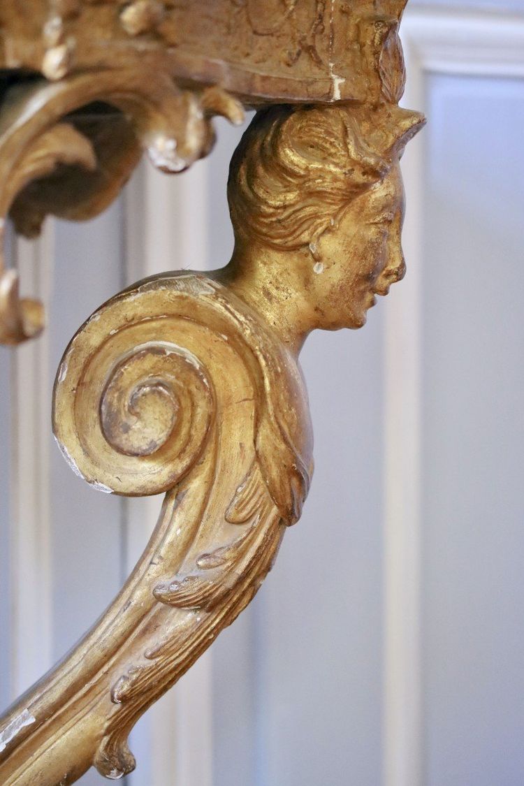 Console Regency in legno dorato e intagliato