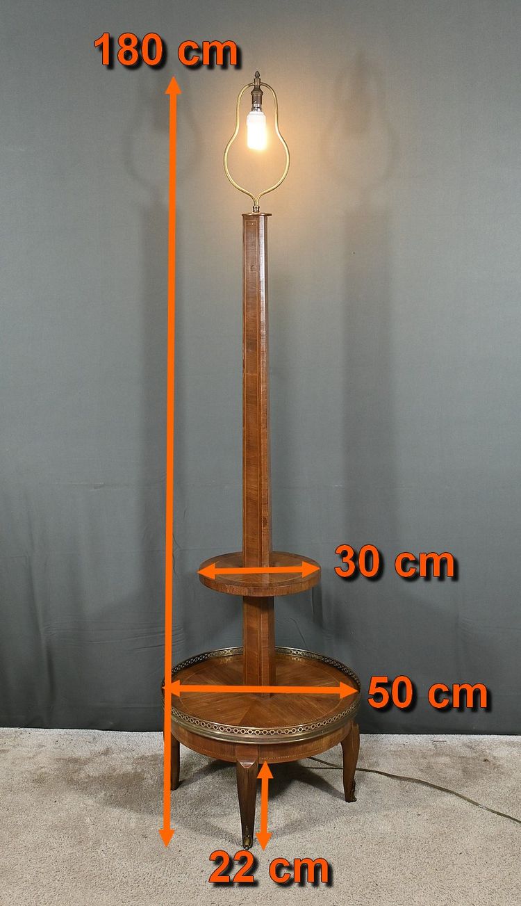 Important Lampadaire en Marqueterie, style Transition Louis XV Louis XVI – 1re partie XXe