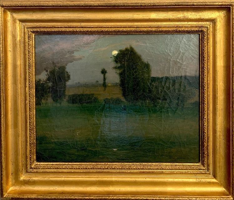 Raoul André Ulmann (1867-1941) "Chiaro di luna sulla campagna"