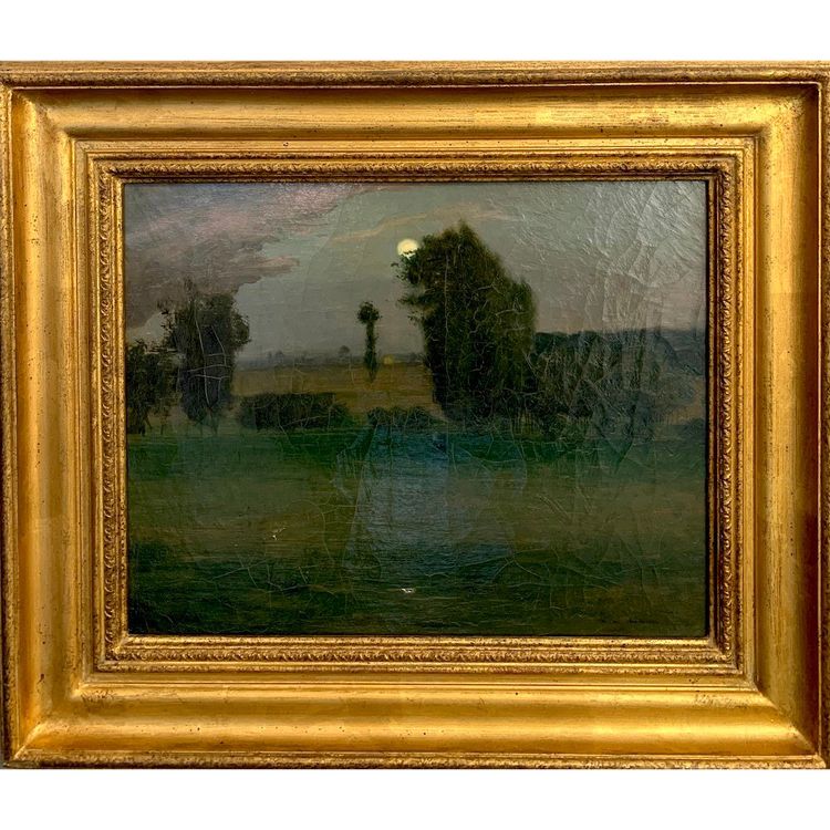 Raoul André Ulmann (1867-1941) "Chiaro di luna sulla campagna"