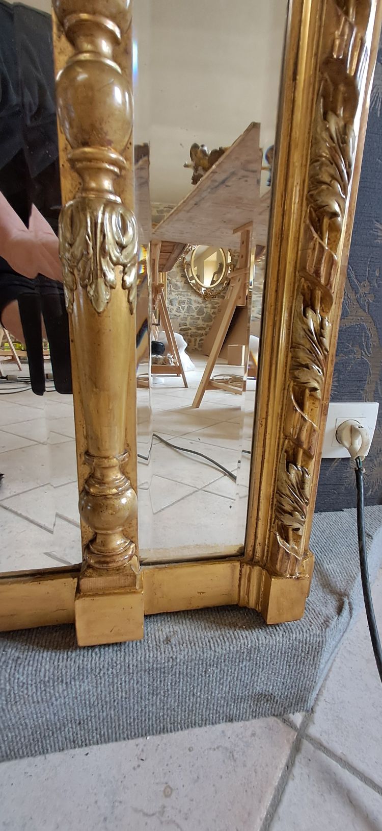 19th century mirror 195 x 116/126