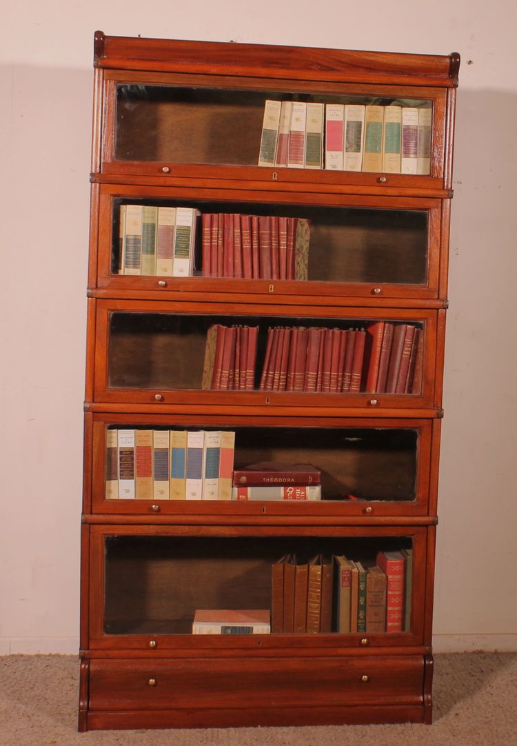 Bibliothèque Globe Wernicke En Acajou De 5 éléments Avec Tiroir
