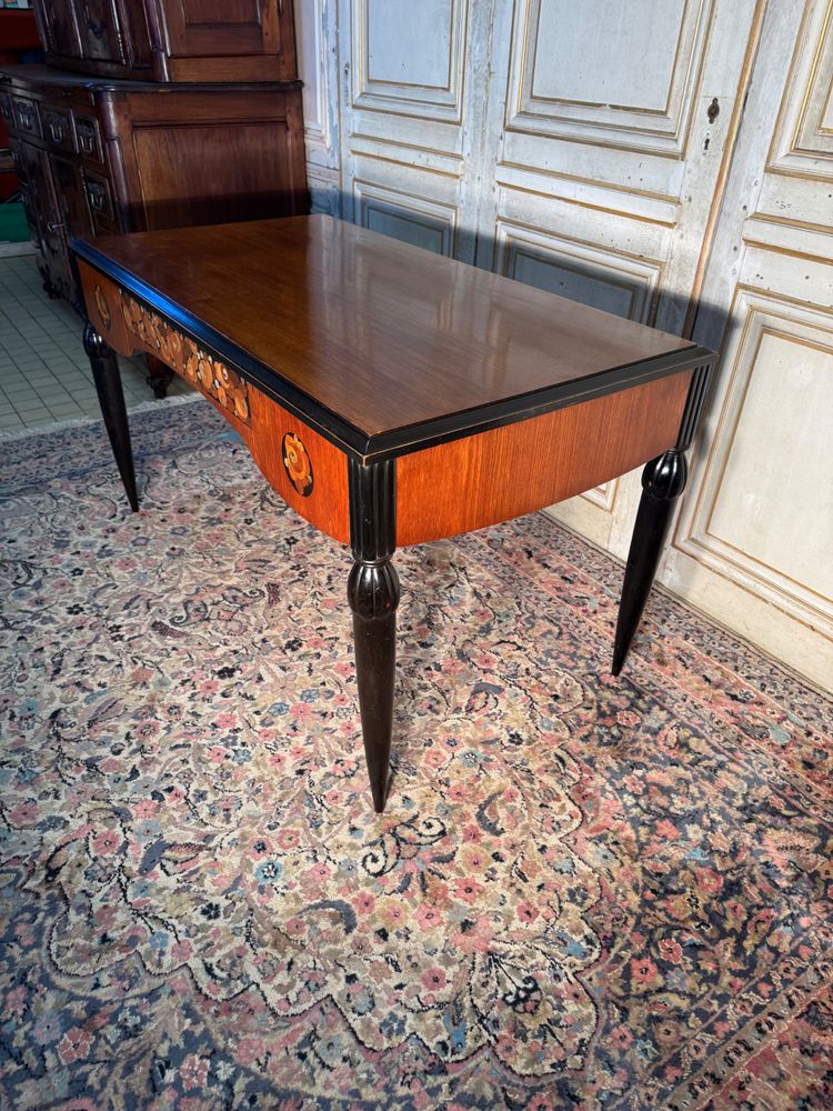 Flacher Art-Deco-Schreibtisch Sue et Mare 1920-1925 aus indischem Palisander 