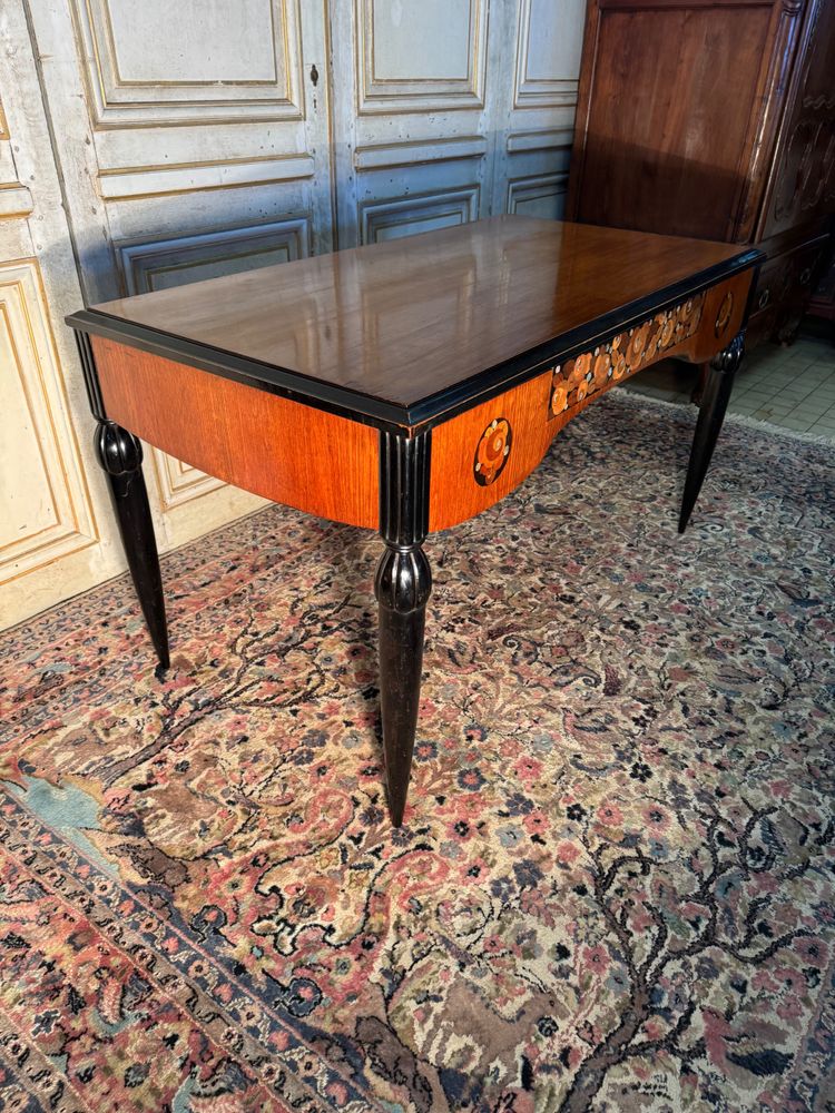 Flacher Art-Deco-Schreibtisch Sue et Mare 1920-1925 aus indischem Palisander 