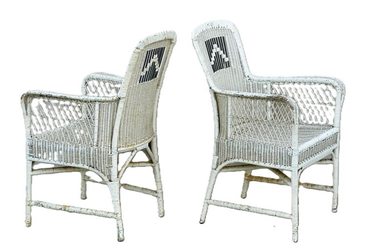 Coppia di poltrone in rattan