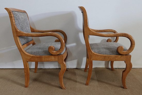 Paire de Fauteuils en Frêne Clair, époque Restauration  / Charles X – Début XIXe