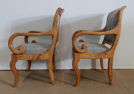 Paire de Fauteuils en Frêne Clair, époque Restauration  / Charles X – Début XIXe