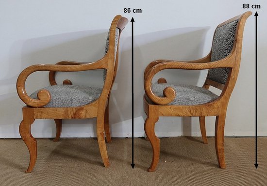 Paire de Fauteuils en Frêne Clair, époque Restauration  / Charles X – Début XIXe