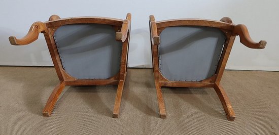 Paire de Fauteuils en Frêne Clair, époque Restauration  / Charles X – Début XIXe