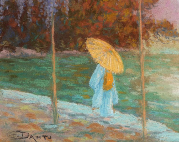 Georges Victor Laurent DANTU, Glycines et Japonaise devant le Fuji-Yama