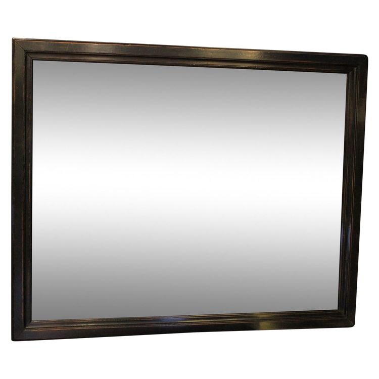 66 x 81 cm rechteckiger Spiegel aus schwarz lackiertem Holz