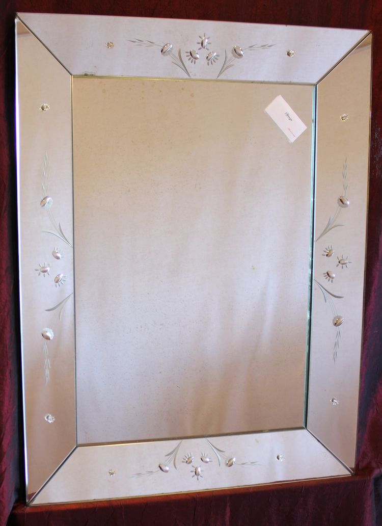 Specchio veneziano rettangolare 57 X 75 cm con lati inclinati e vetro acidato