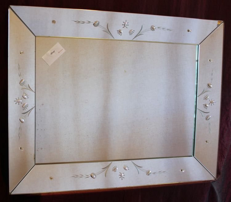 Specchio veneziano rettangolare 57 X 75 cm con lati inclinati e vetro acidato